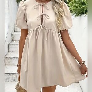 SHEIN Cream Puff Sleeve Dress Size Small